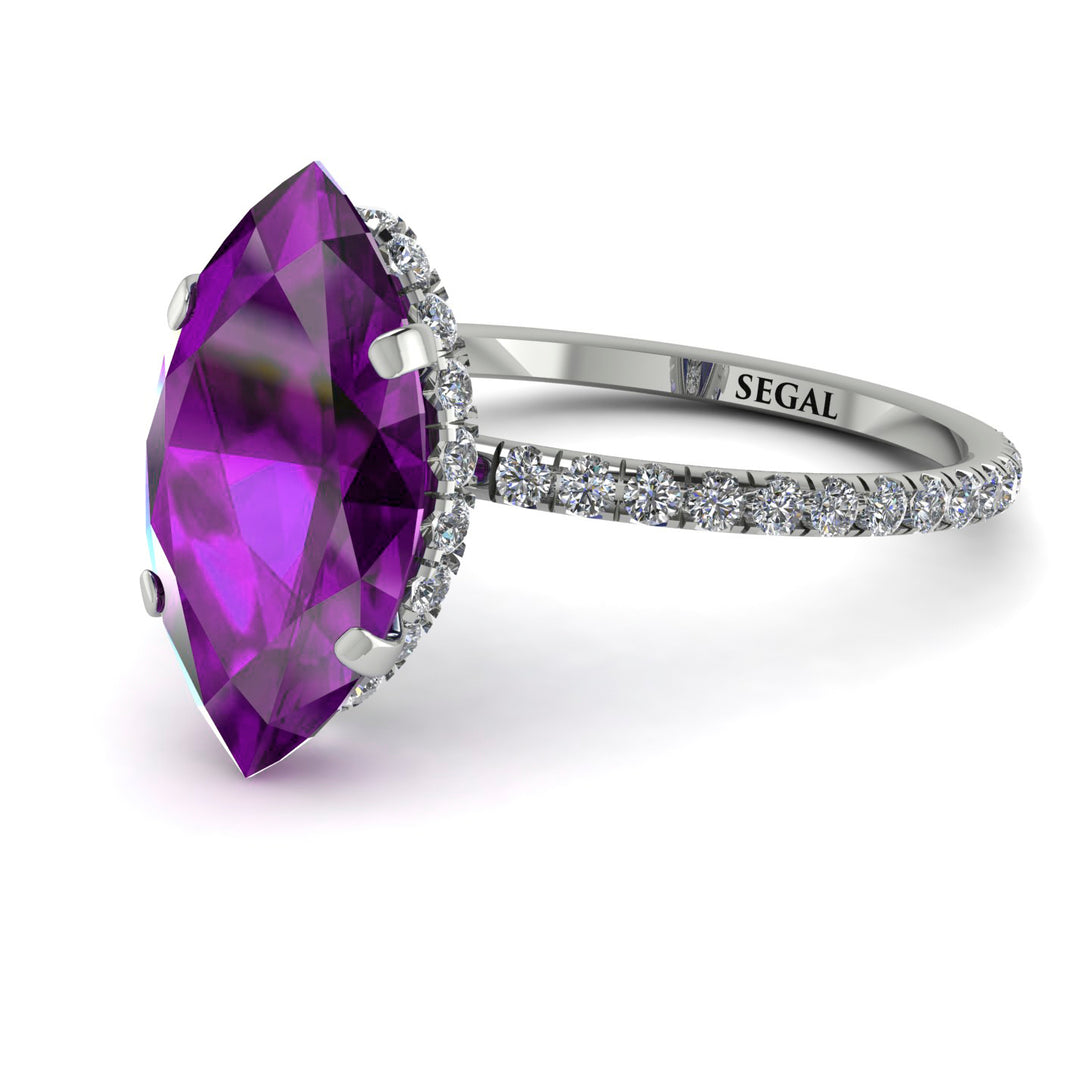 Hidden Halo Marquise Amethyst Engagement Ring - Journey No. 303