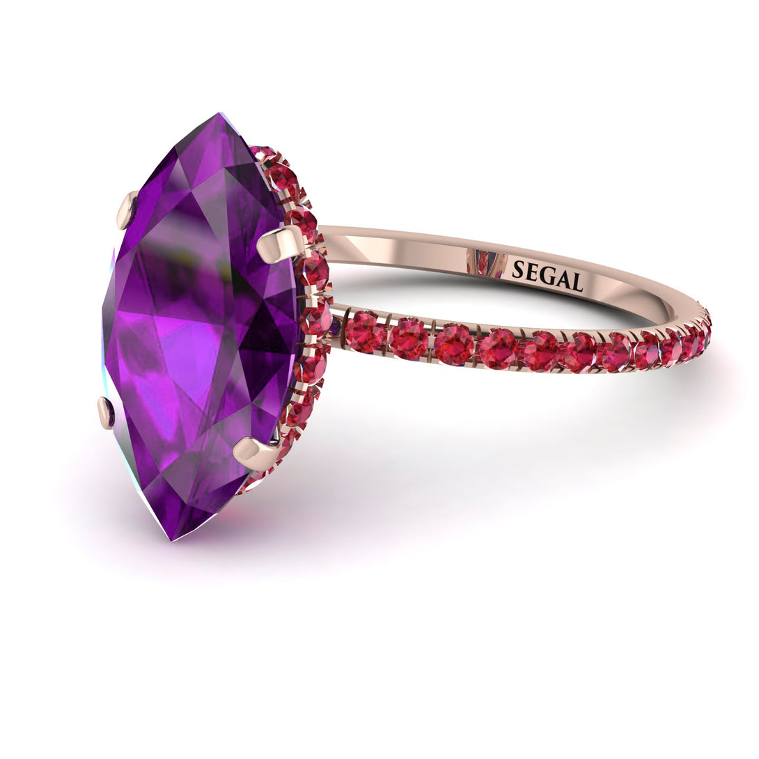 Hidden Halo Marquise Amethyst Engagement Ring - Journey No. 311