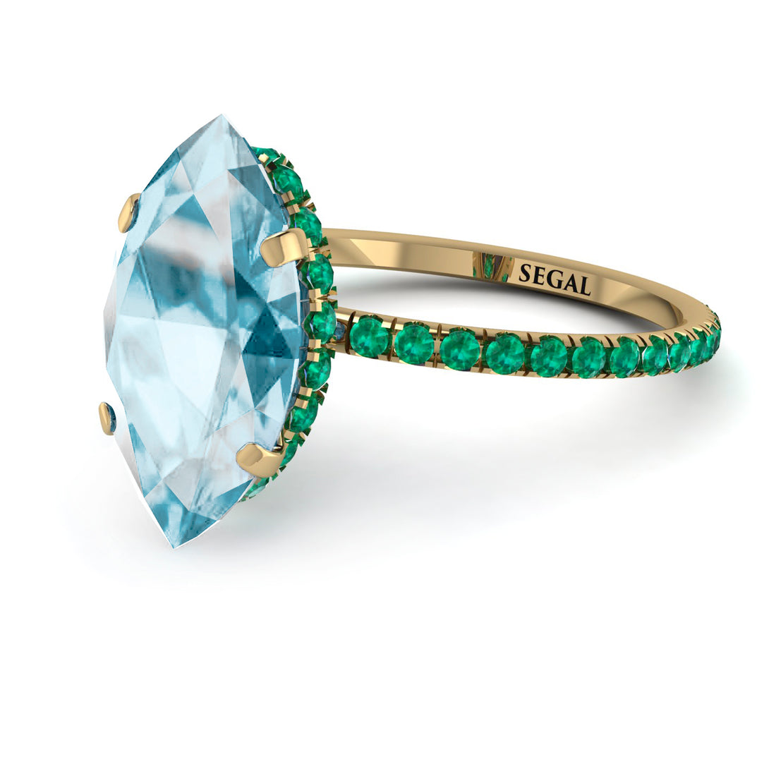 Hidden Halo Marquise Aquamarine Engagement Ring - Journey No. 404