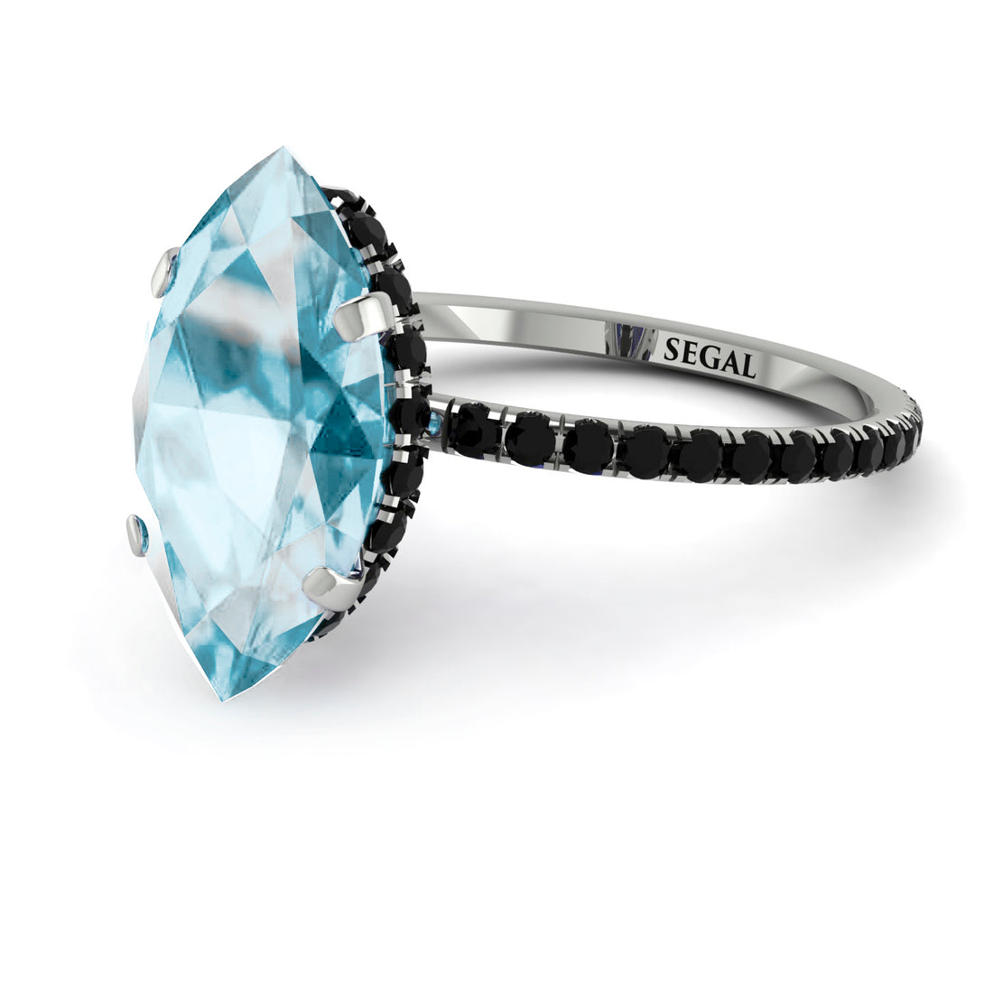 Hidden Halo Marquise Aquamarine Engagement Ring - Journey No. 409