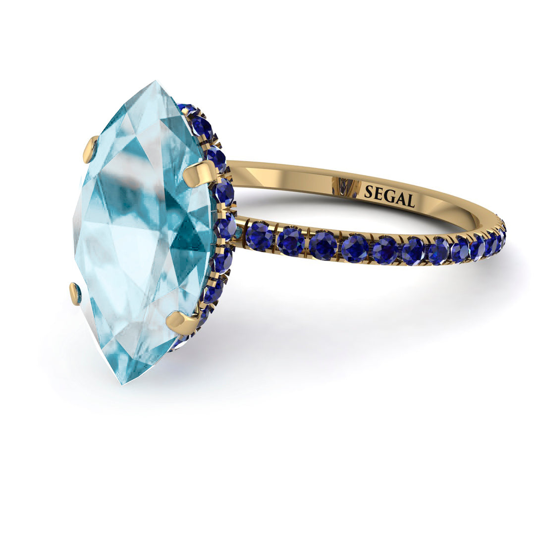 Hidden Halo Marquise Aquamarine Engagement Ring - Journey No. 413