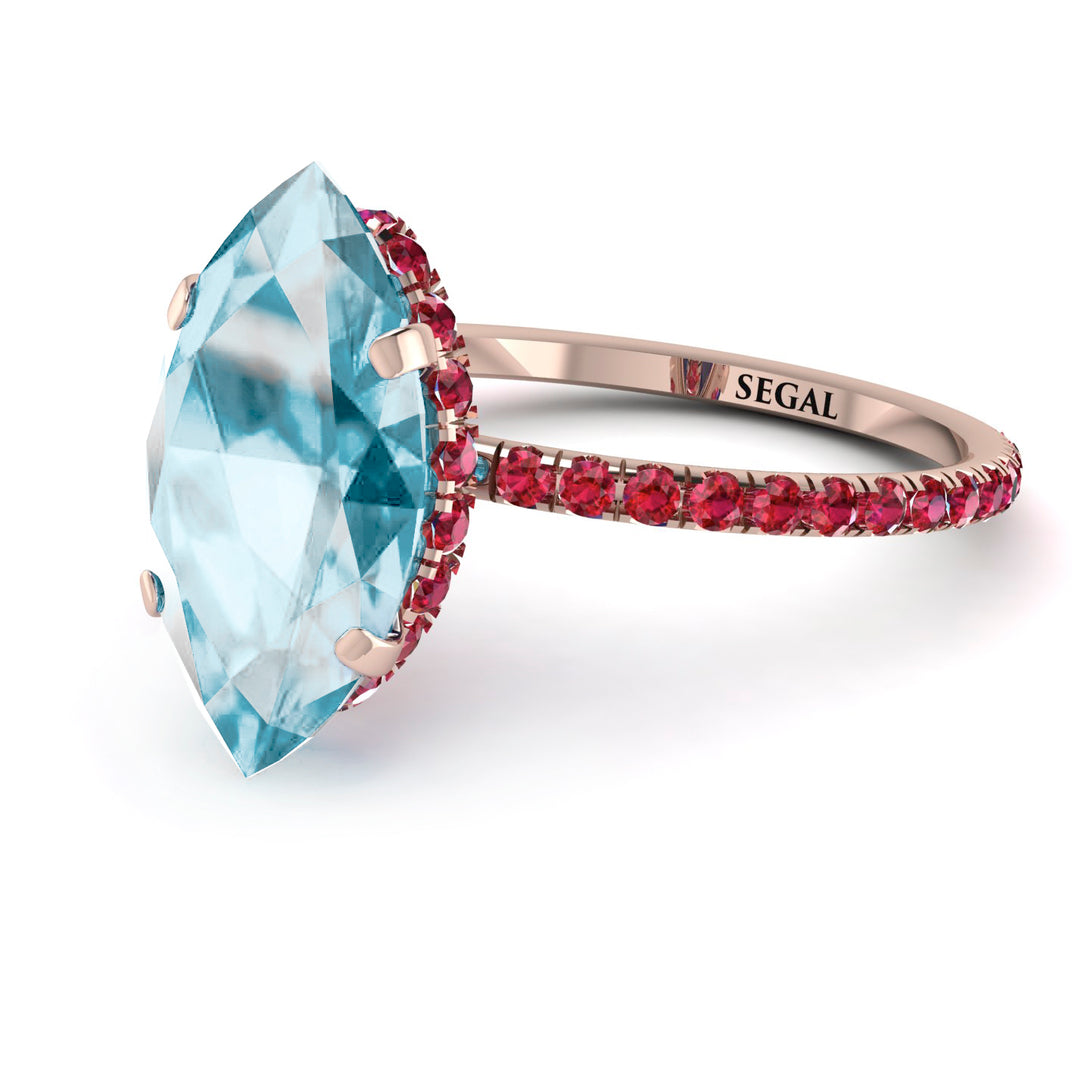 Hidden Halo Marquise Aquamarine Engagement Ring - Journey No. 411