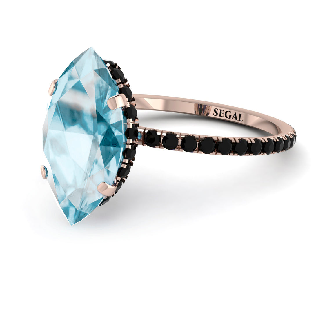 Hidden Halo Marquise Aquamarine Engagement Ring - Journey No. 408