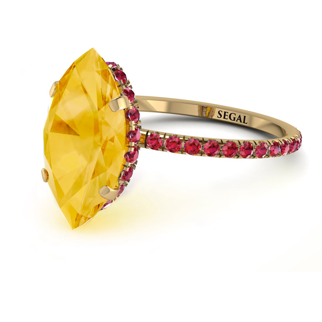 Hidden Halo Marquise Citrine Engagement Ring - Journey No. 610