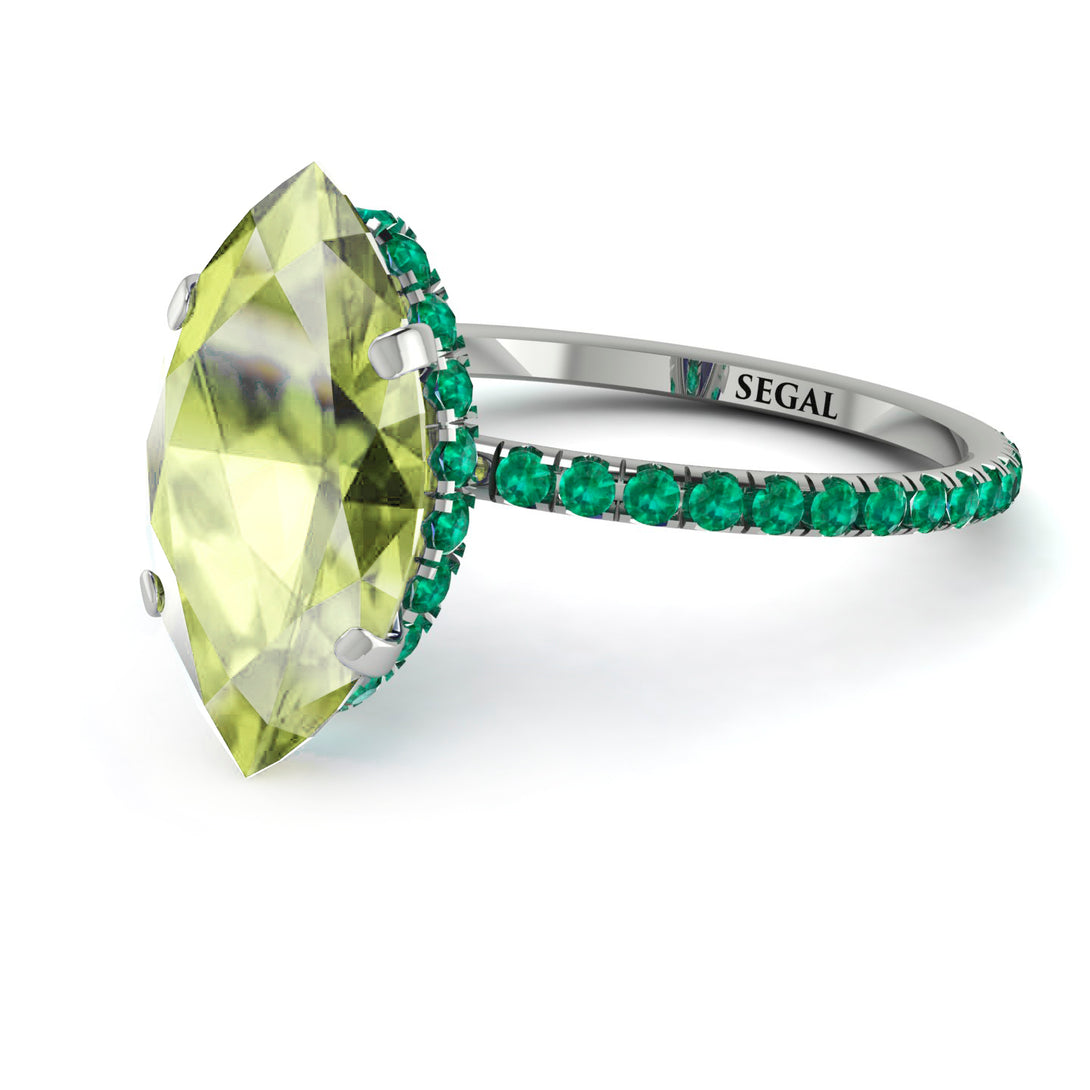Hidden Halo Marquise Peridot Engagement Ring - Journey No. 706