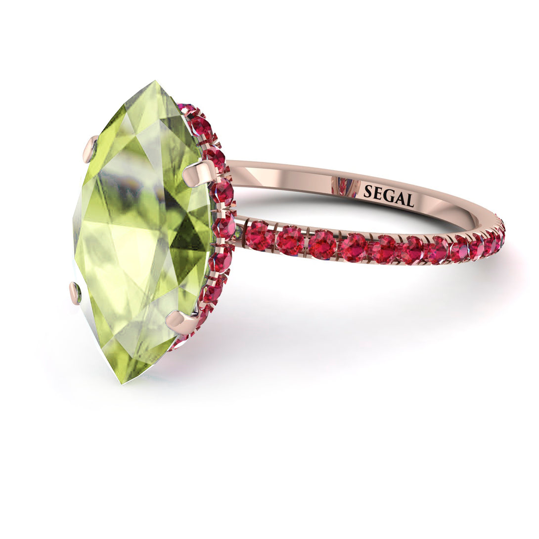 Hidden Halo Marquise Peridot Engagement Ring - Journey No. 711