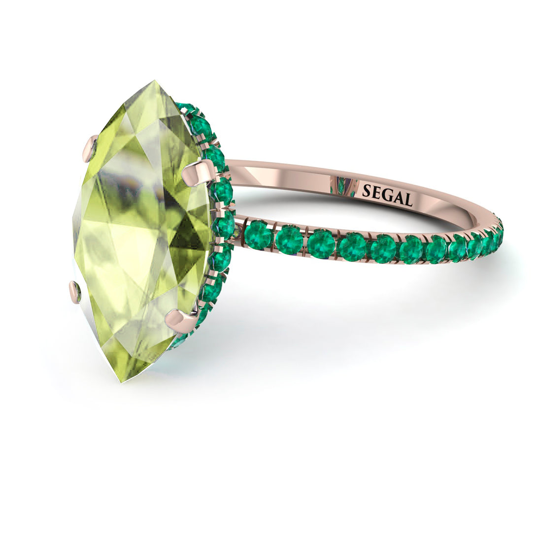 Hidden Halo Marquise Peridot Engagement Ring - Journey No. 705
