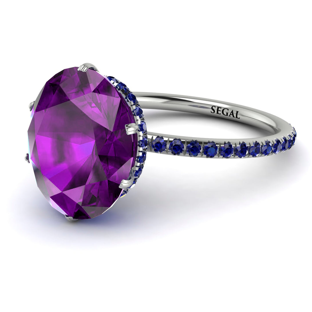 Hidden Halo Oval Amethyst Engagement Ring - Gemma No. 315