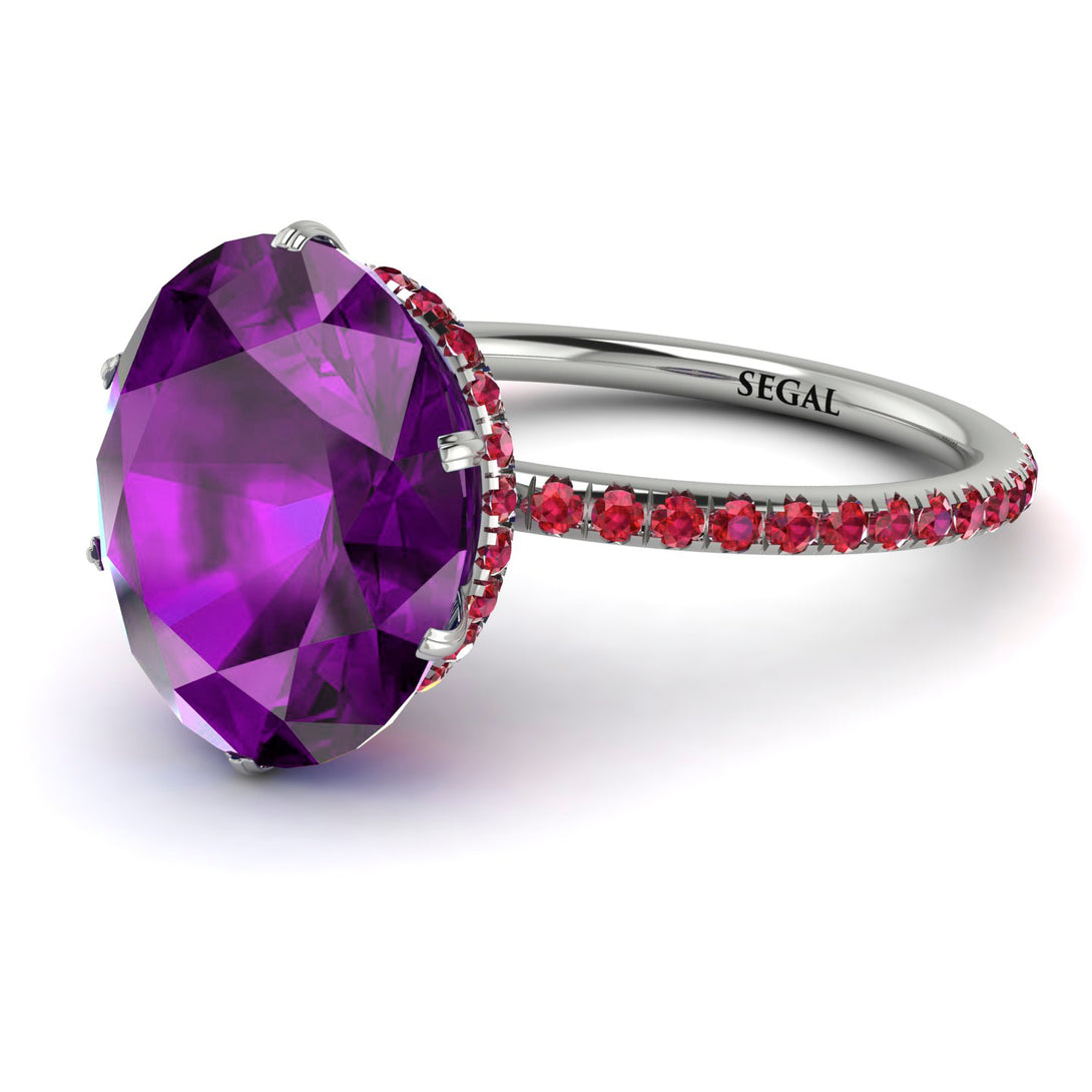 Hidden Halo Oval Amethyst Engagement Ring - Gemma No. 312