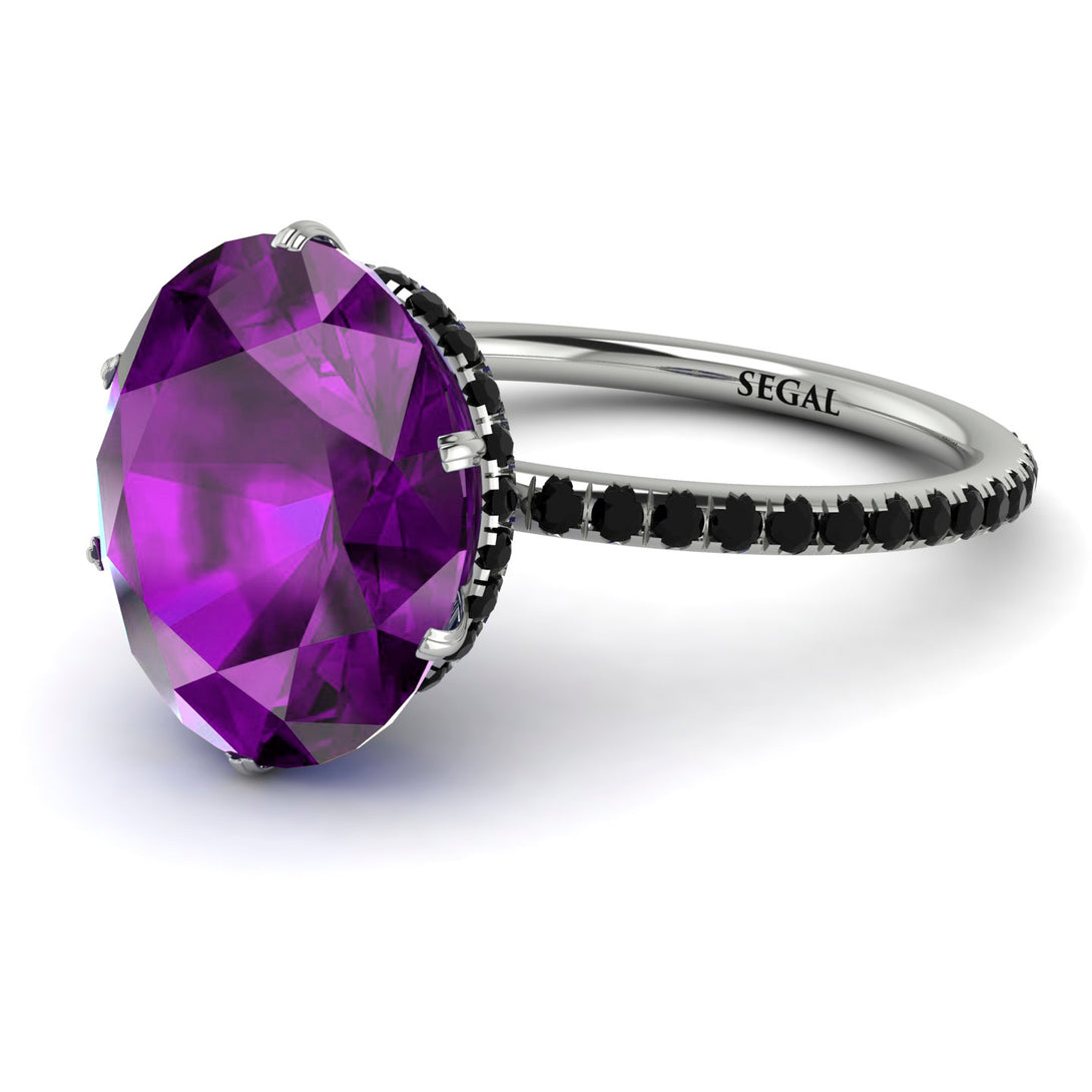 Hidden Halo Oval Amethyst Engagement Ring - Gemma No. 309