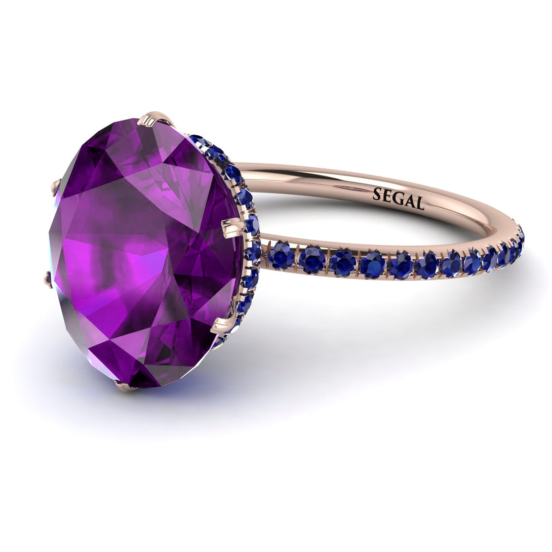 Hidden Halo Oval Amethyst Engagement Ring - Gemma No. 314