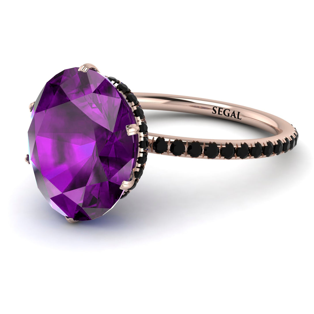 Hidden Halo Oval Amethyst Engagement Ring - Gemma No. 308