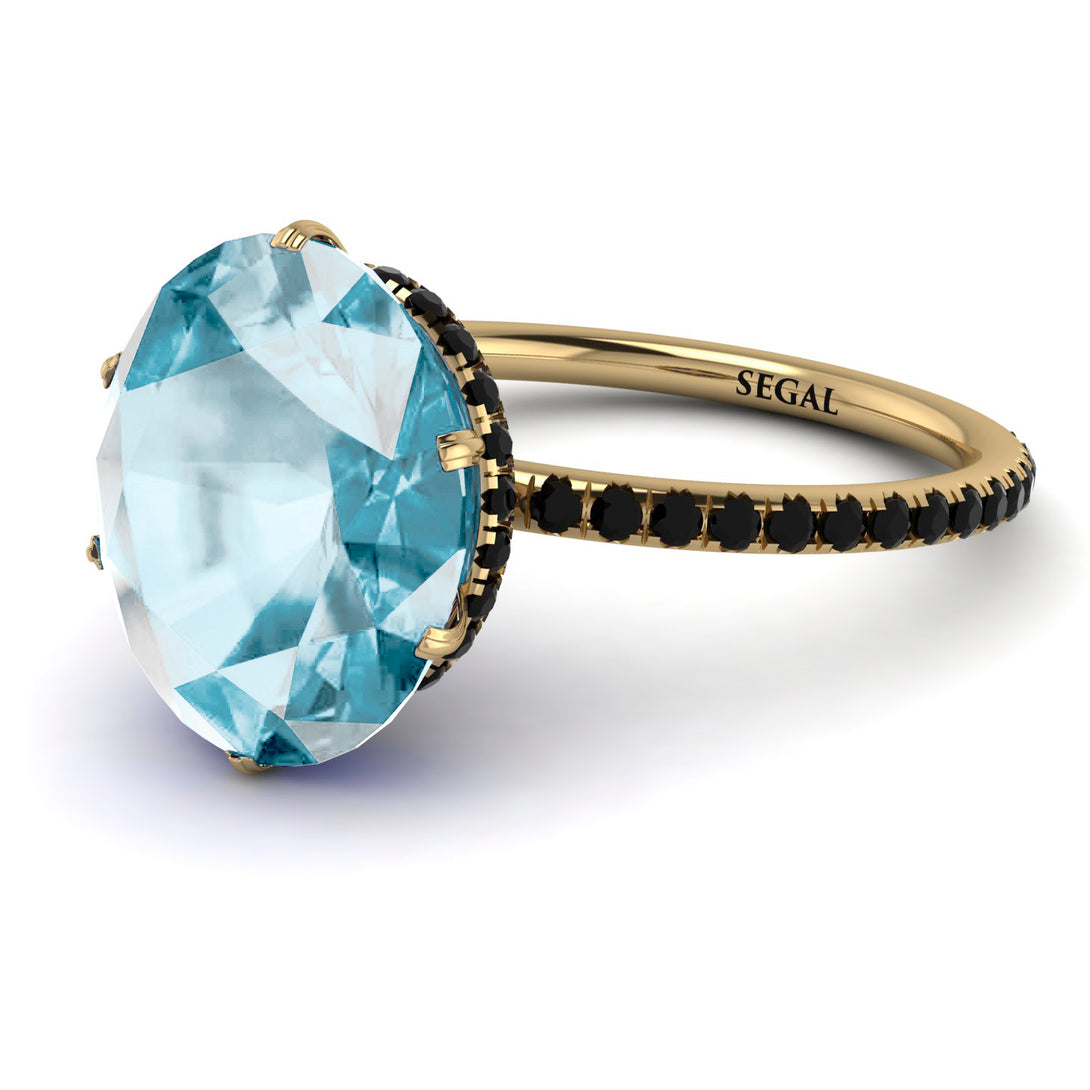 Hidden Halo Oval Aquamarine Engagement Ring - Gemma No. 407