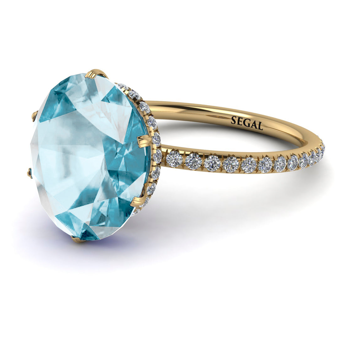 Hidden Halo Oval Aquamarine Engagement Ring - Gemma No. 401