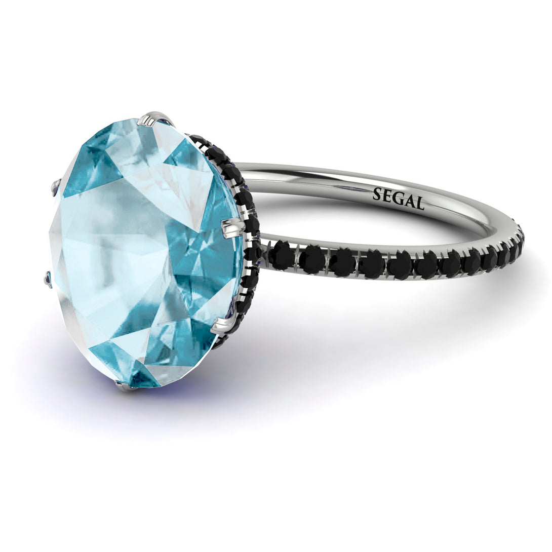 Hidden Halo Oval Aquamarine Engagement Ring - Gemma No. 409