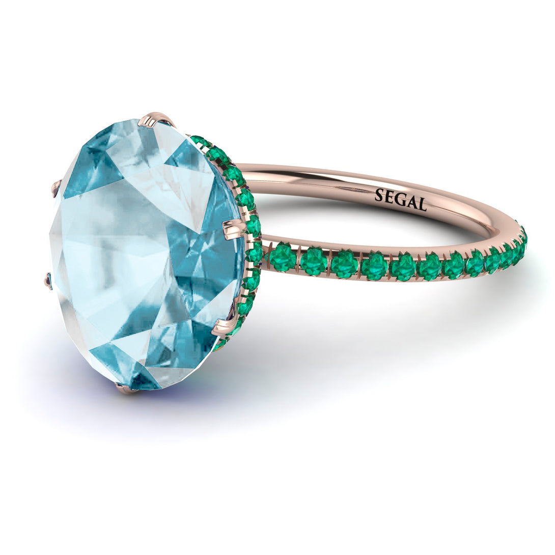 Hidden Halo Oval Aquamarine Engagement Ring - Gemma No. 405