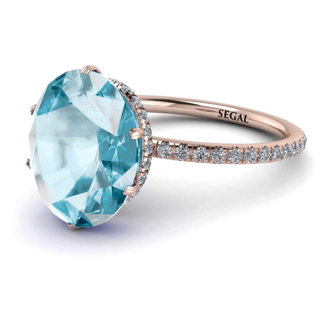 Hidden Halo Oval Aquamarine Engagement Ring - Gemma No. 402