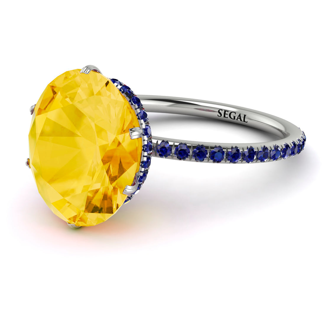 Hidden Halo Oval Citrine Engagement Ring - Gemma No. 615