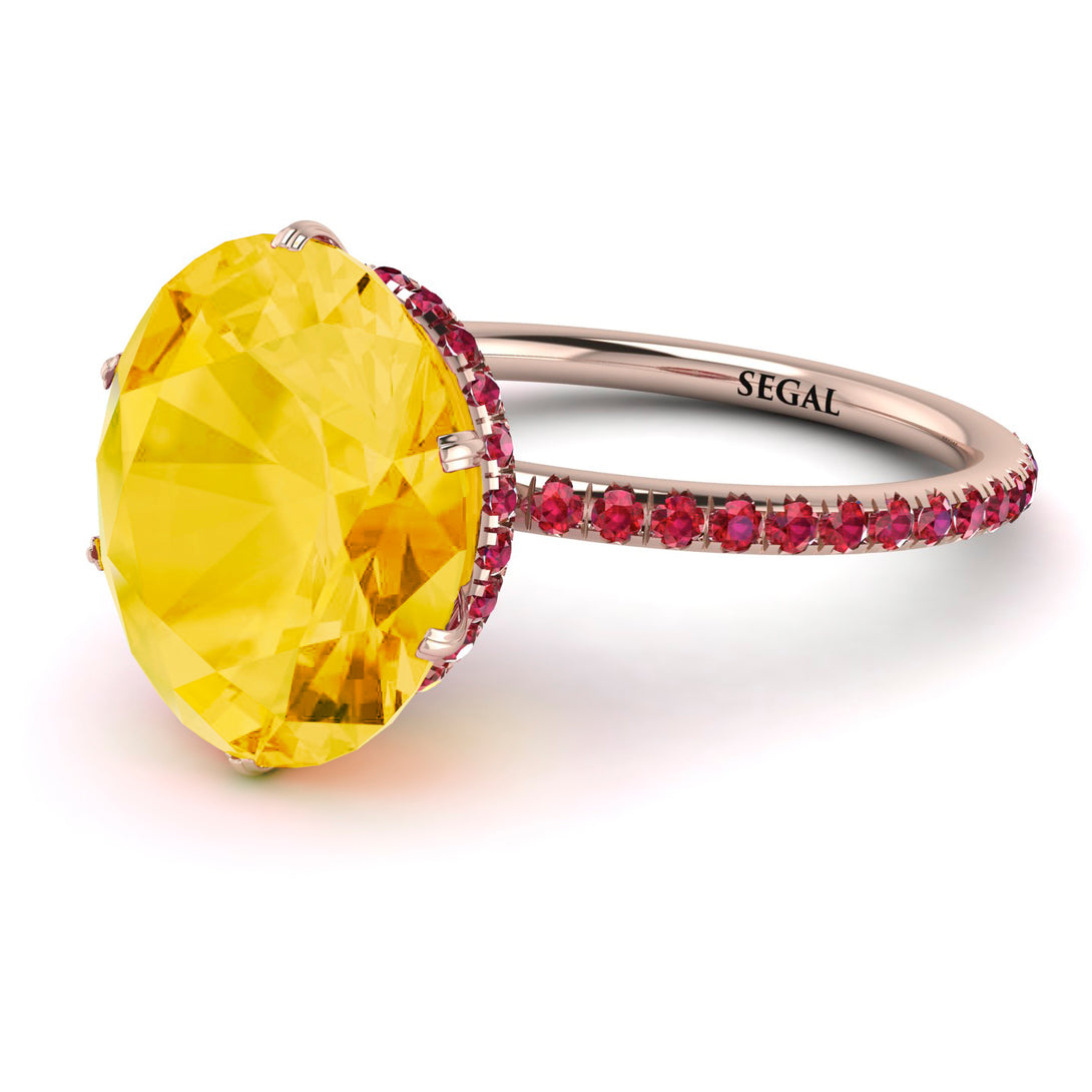 Hidden Halo Oval Citrine Engagement Ring - Gemma No. 611