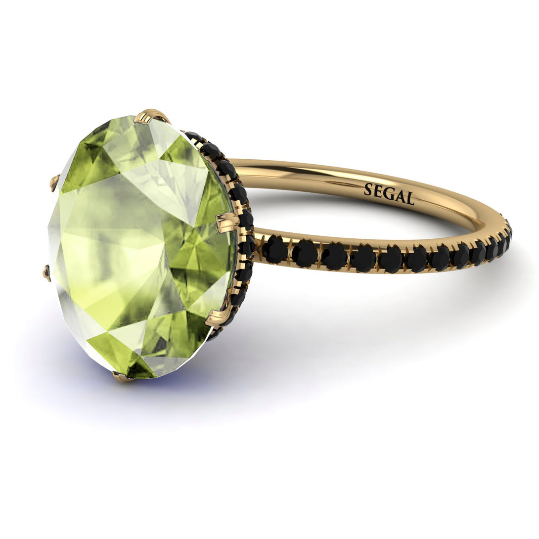 Hidden Halo Oval Peridot Engagement Ring - Gemma No. 707