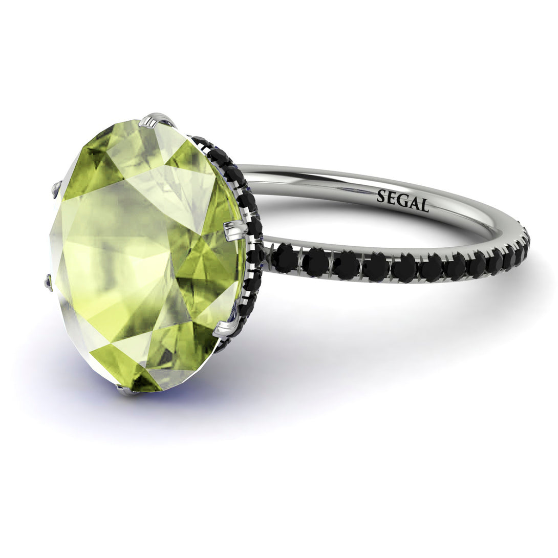 Hidden Halo Oval Peridot Engagement Ring - Gemma No. 709