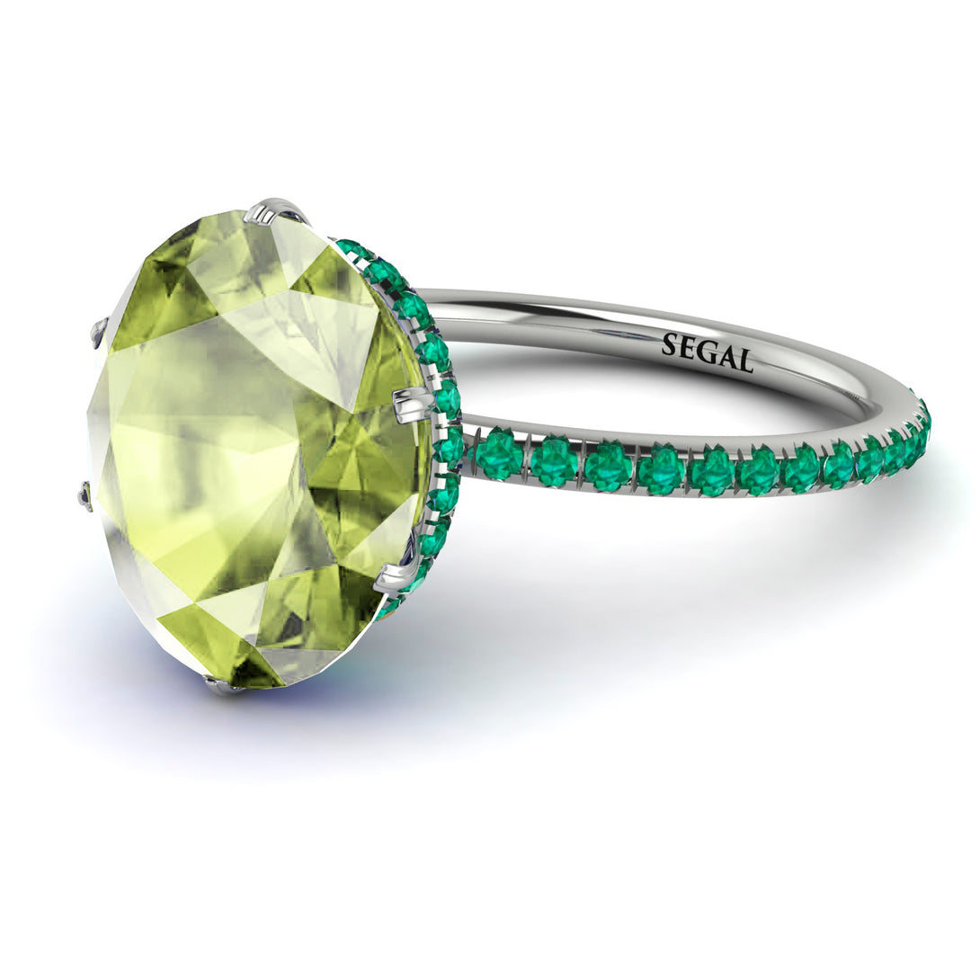 Hidden Halo Oval Peridot Engagement Ring - Gemma No. 706