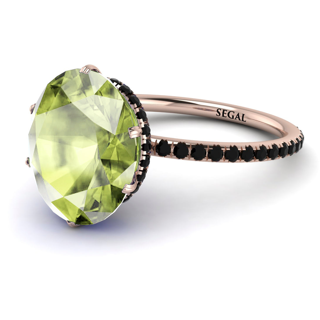 Hidden Halo Oval Peridot Engagement Ring - Gemma No. 708