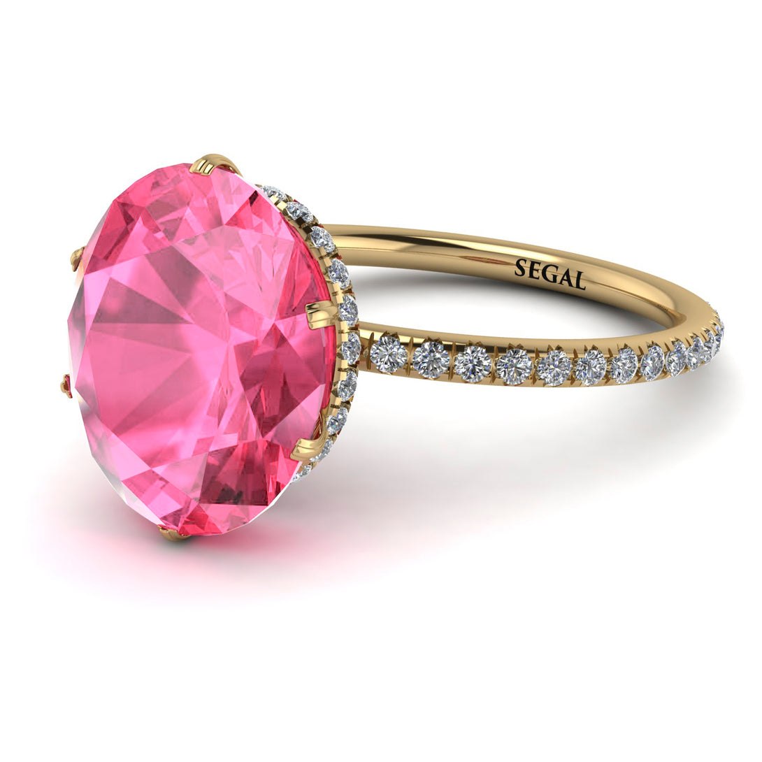 Hidden Halo Oval Pink Moissanite Engagement Ring - Gemma No. 801