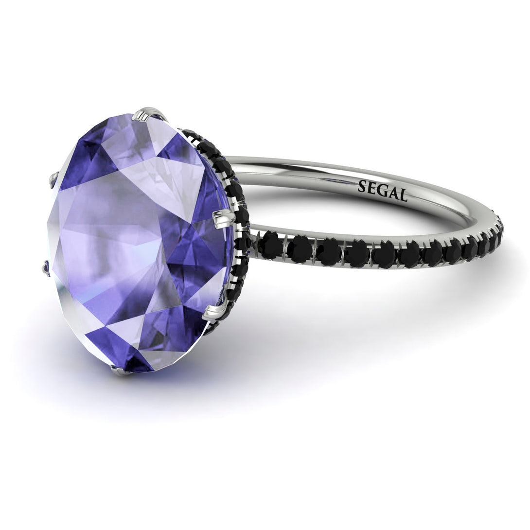 Hidden Halo Oval Tanzanite Engagement Ring - Gemma No. 209