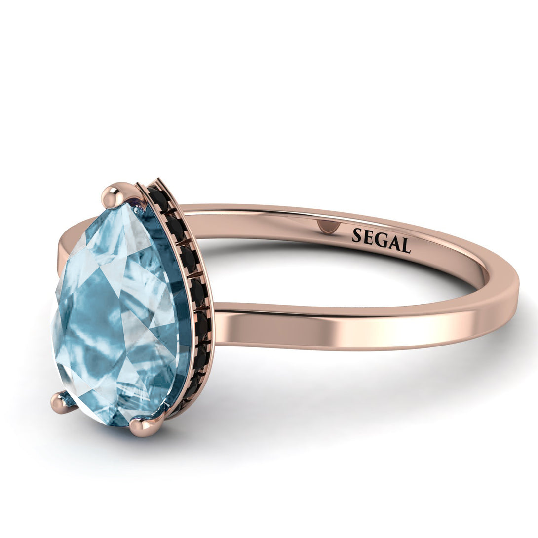 Hidden Halo Pear Aquamarine Engagement Ring - Mary No. 408