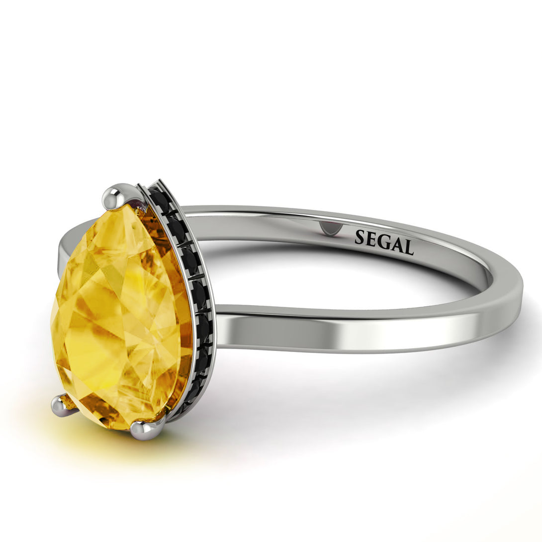 Hidden Halo Pear Citrine Engagement Ring - Mary No. 609