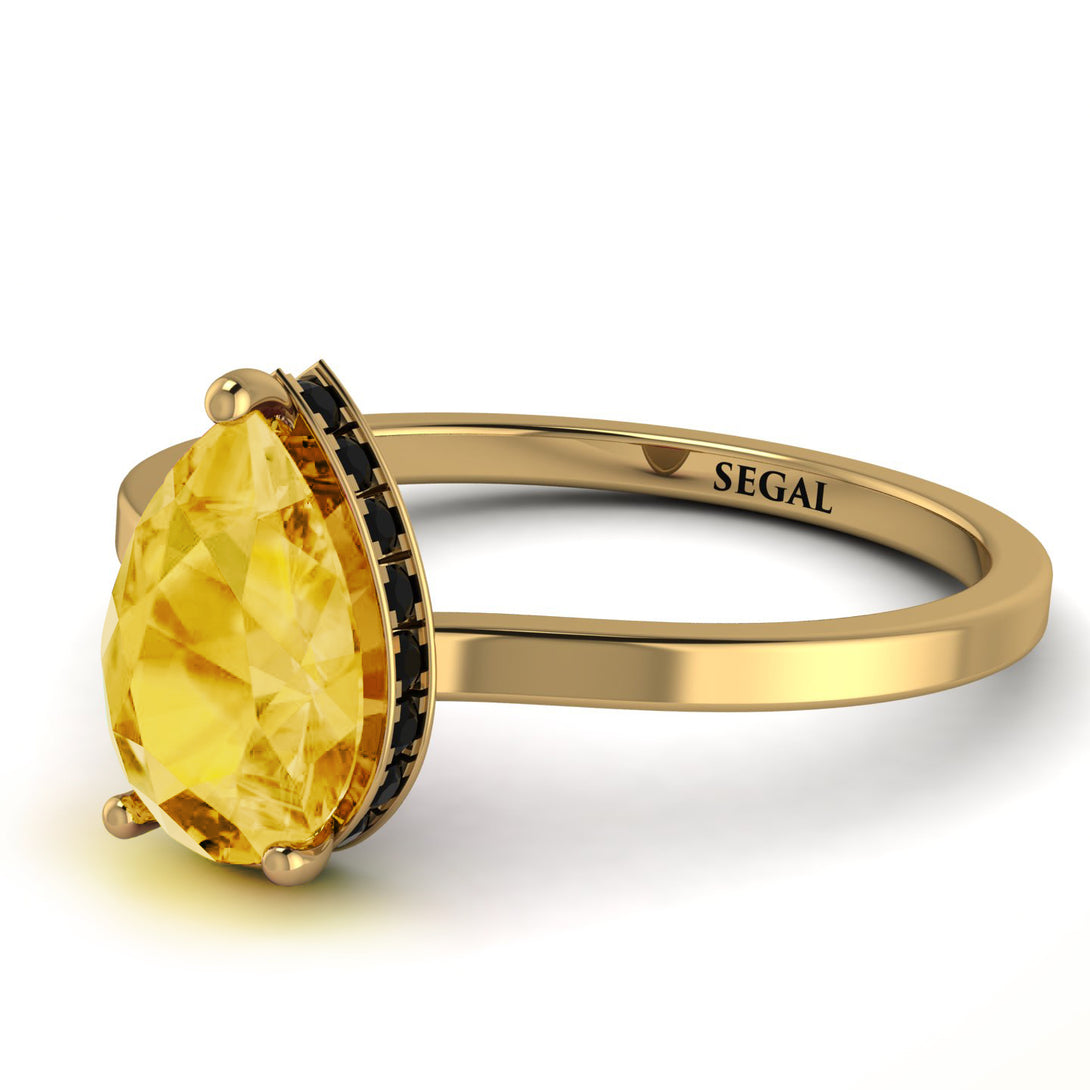 Hidden Halo Pear Citrine Engagement Ring - Mary No. 607