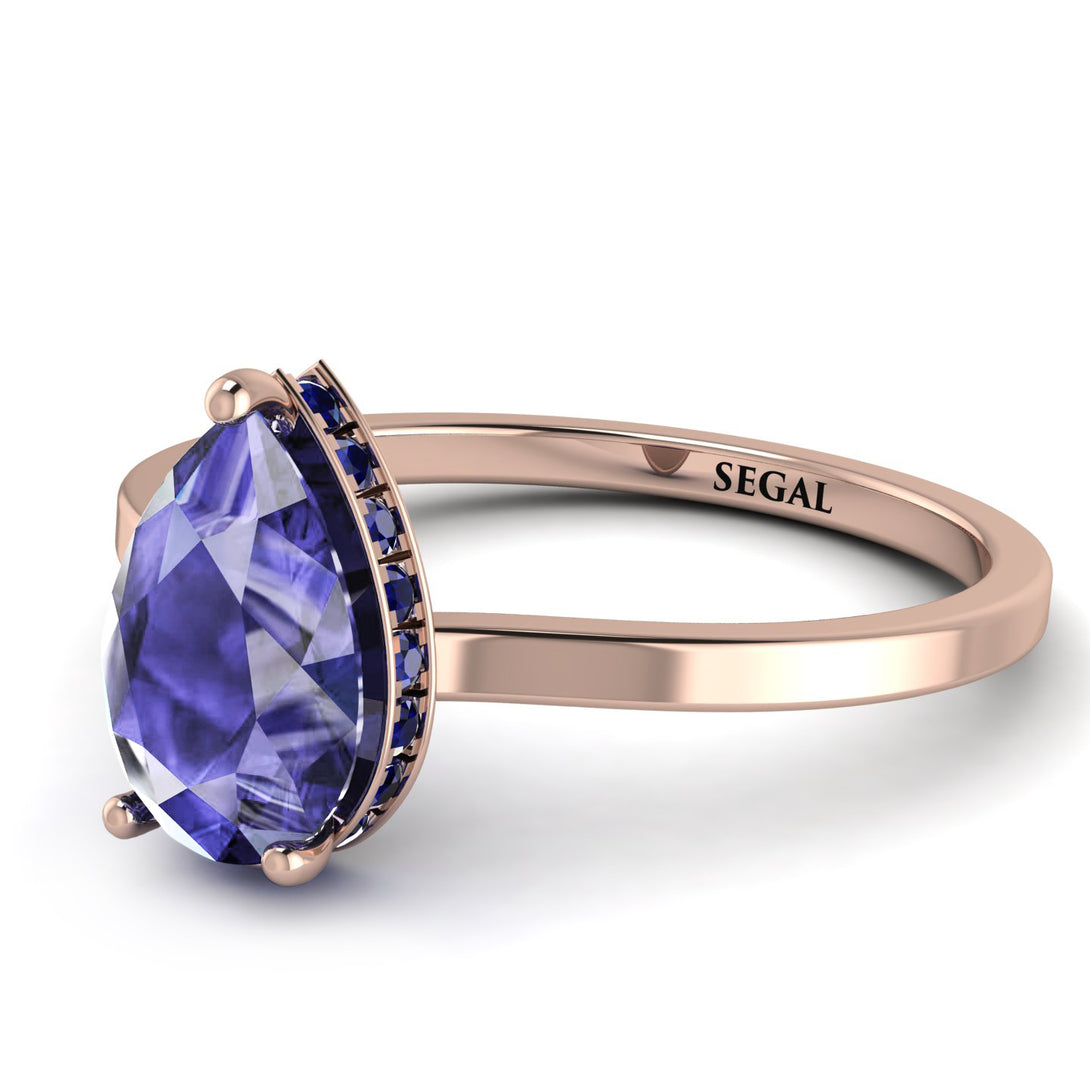 Hidden Halo Pear Tanzanite Engagement Ring - Mary No. 214