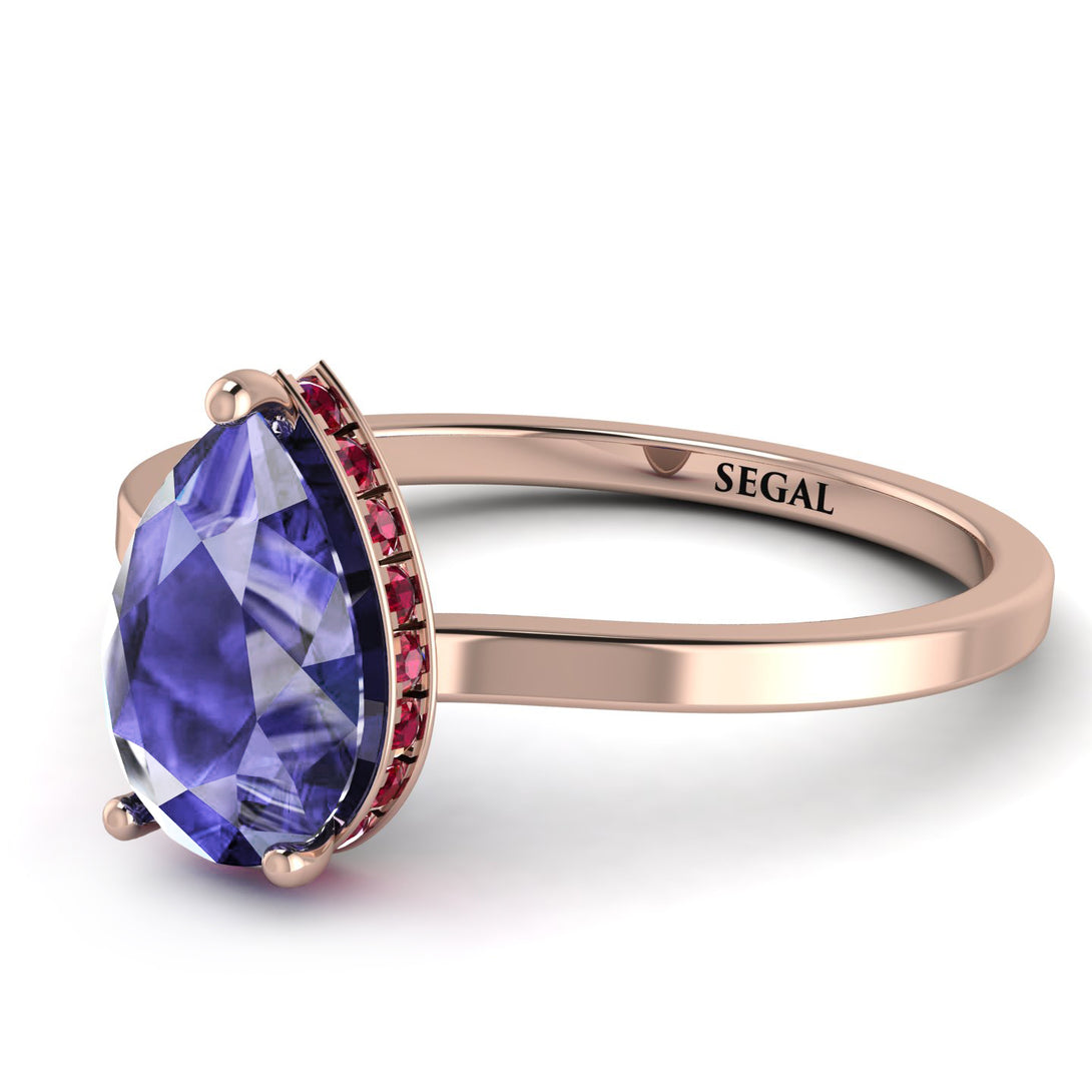 Hidden Halo Pear Tanzanite Engagement Ring - Mary No. 211