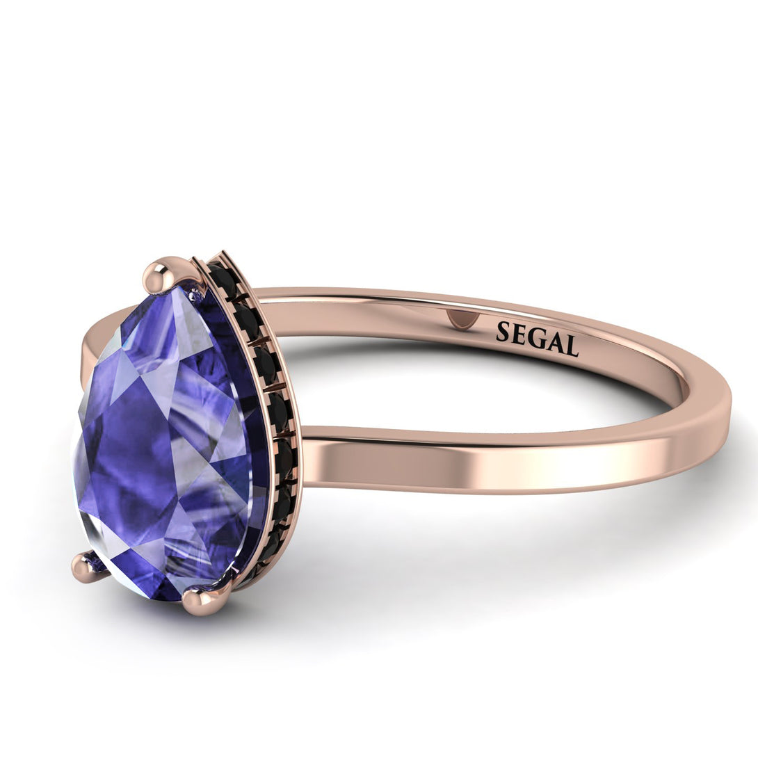 Hidden Halo Pear Tanzanite Engagement Ring - Mary No. 208