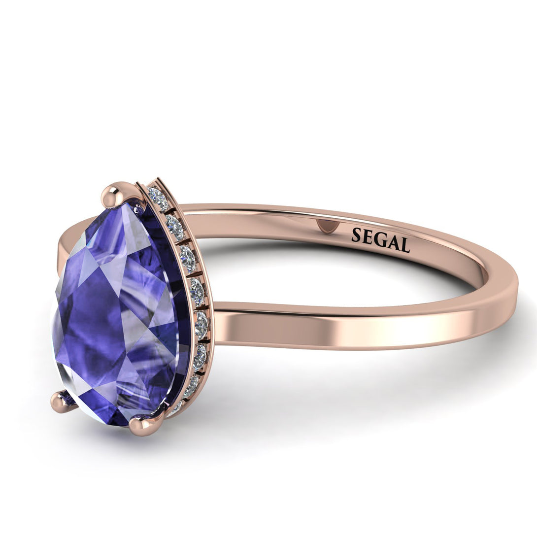 Hidden Halo Pear Tanzanite Engagement Ring - Mary No. 202