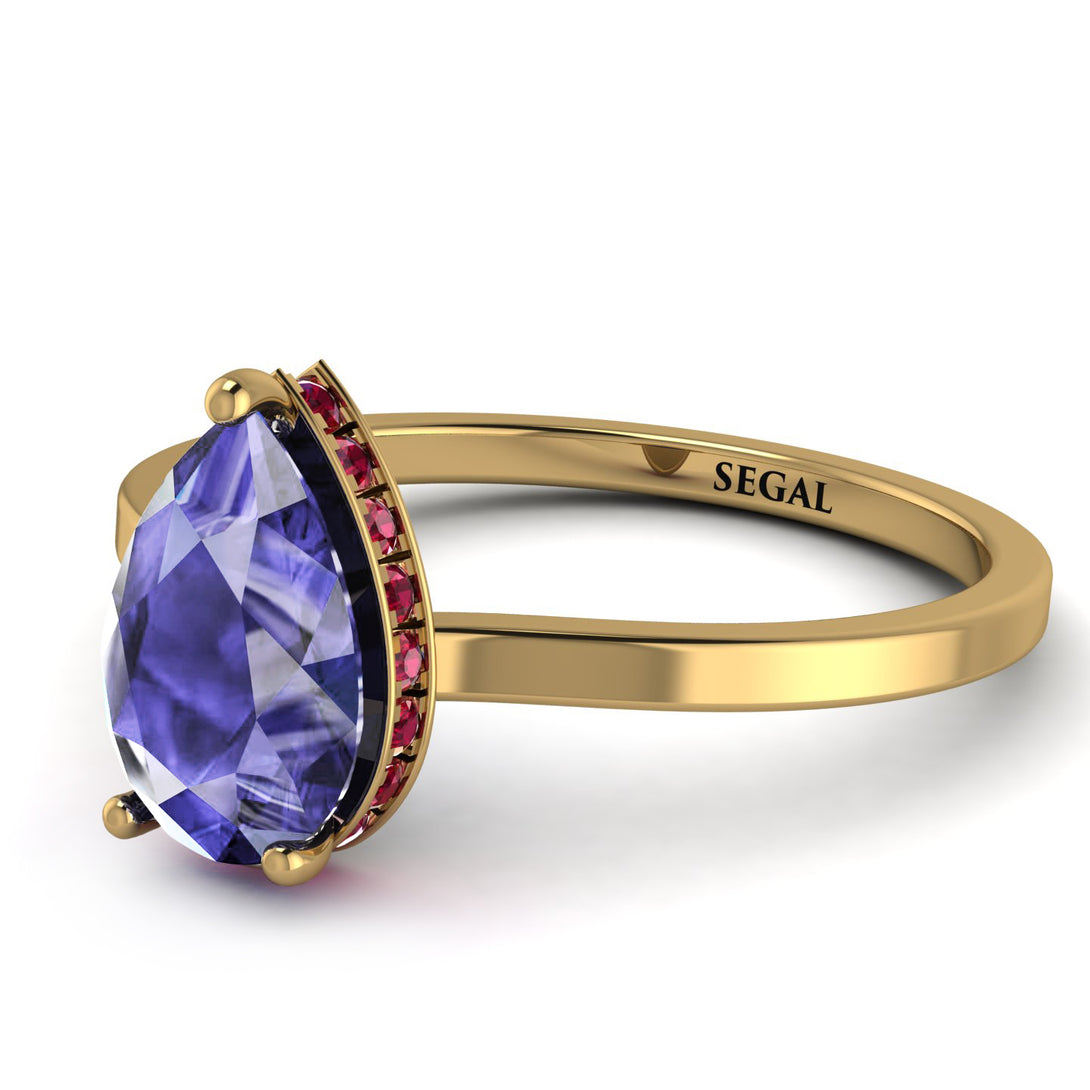 Hidden Halo Pear Tanzanite Engagement Ring - Mary No. 210