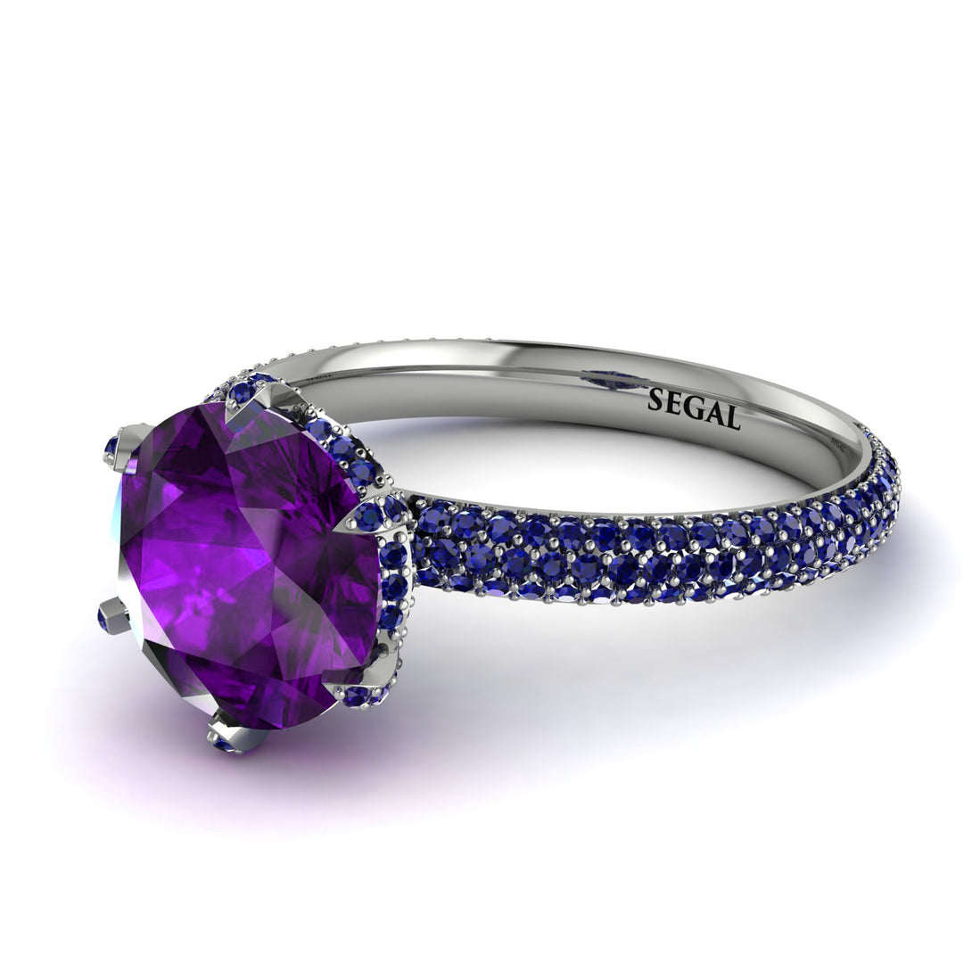Hidden Halo Round Amethyst Engagement Ring - Ashley No. 315