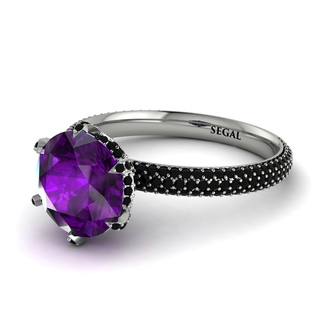 Hidden Halo Round Amethyst Engagement Ring - Ashley No. 309