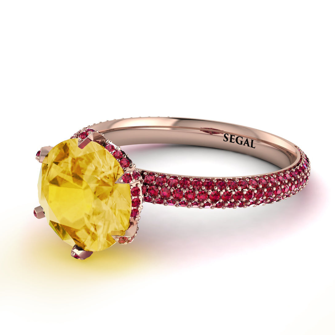 Hidden Halo Round Citrine Engagement Ring - Ashley No. 611