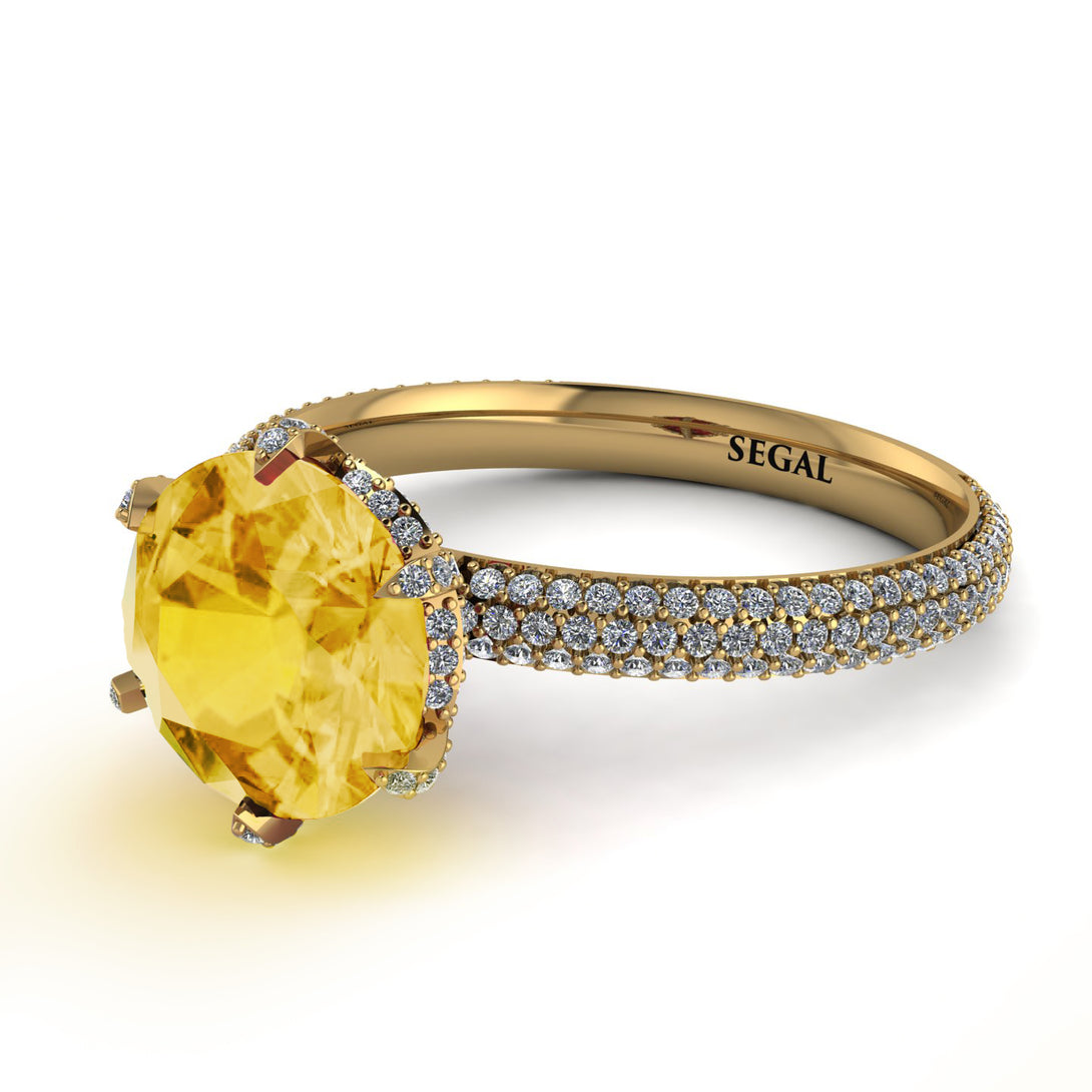 Hidden Halo Round Citrine Engagement Ring - Ashley No. 601