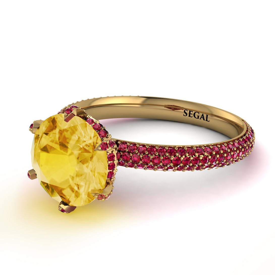 Hidden Halo Round Citrine Engagement Ring - Ashley No. 610