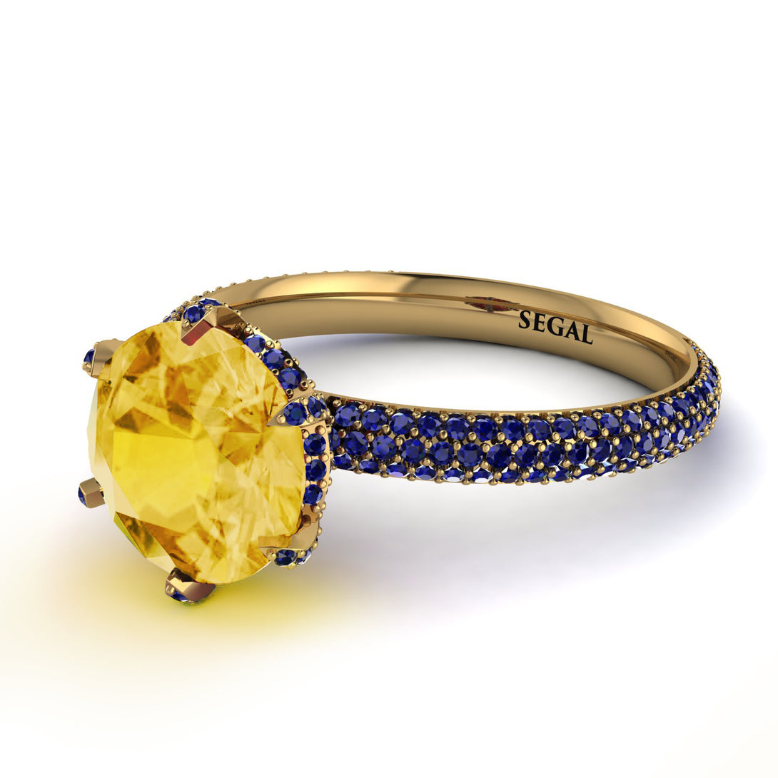 Hidden Halo Round Citrine Engagement Ring - Ashley No. 613