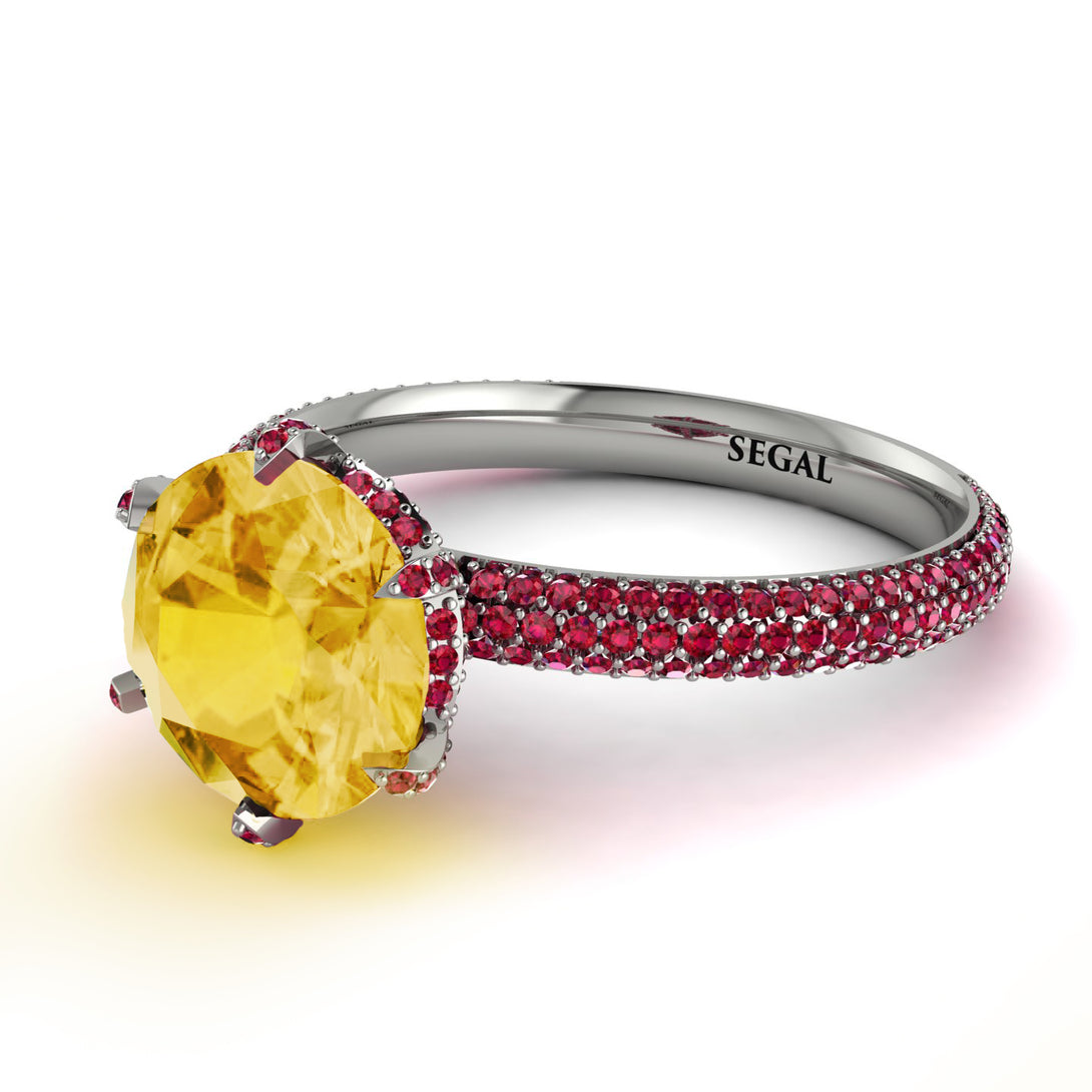 Hidden Halo Round Citrine Engagement Ring - Ashley No. 612