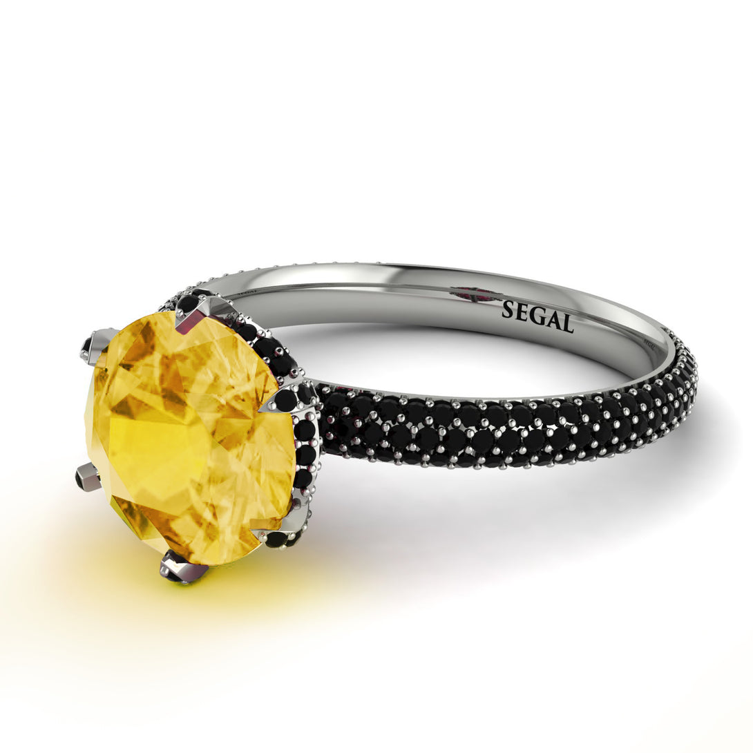 Hidden Halo Round Citrine Engagement Ring - Ashley No. 609