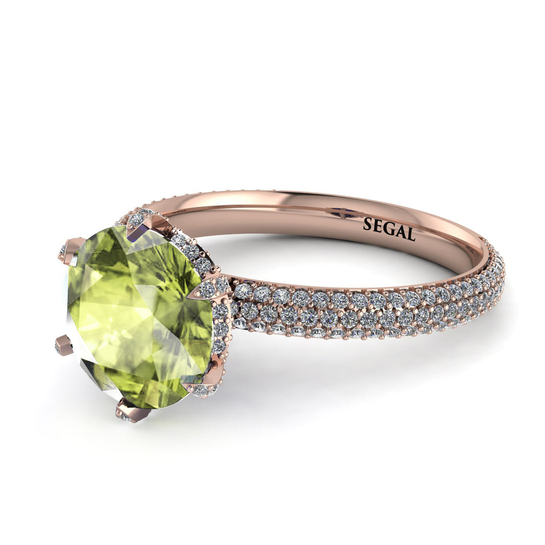 Hidden Halo Round Peridot Engagement Ring - Ashley No. 702
