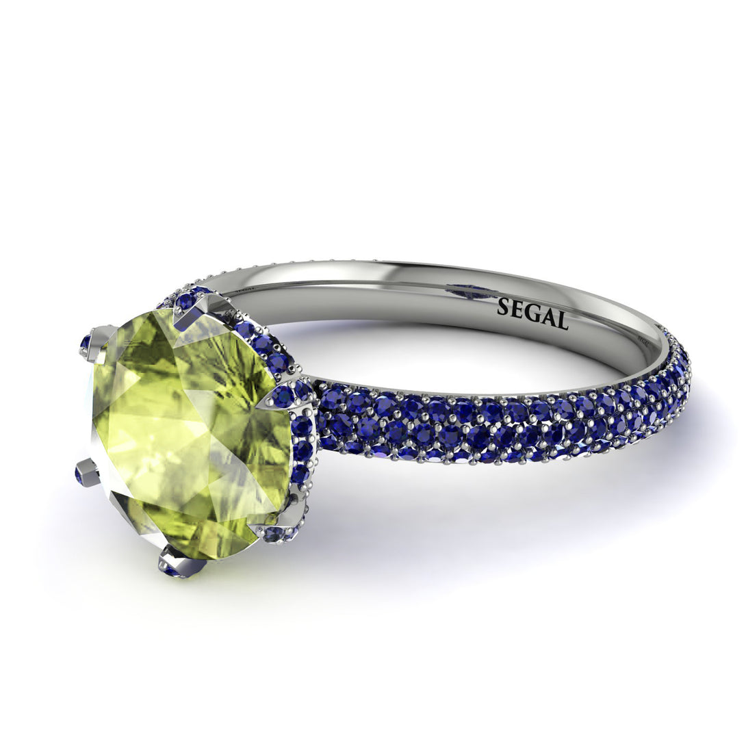 Hidden Halo Round Peridot Engagement Ring - Ashley No. 715