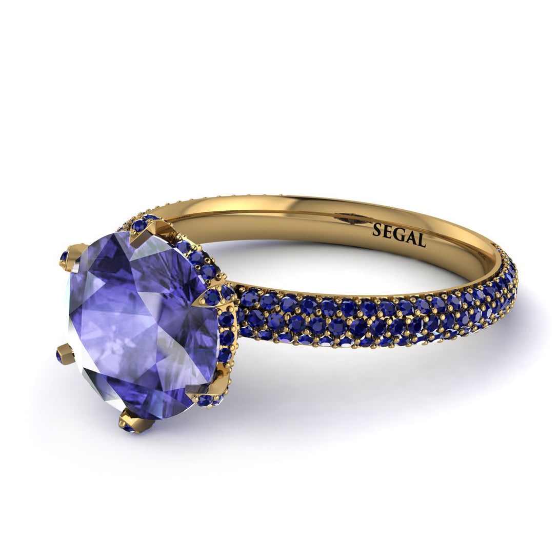 Hidden Halo Round Tanzanite Engagement Ring - Ashley No. 213