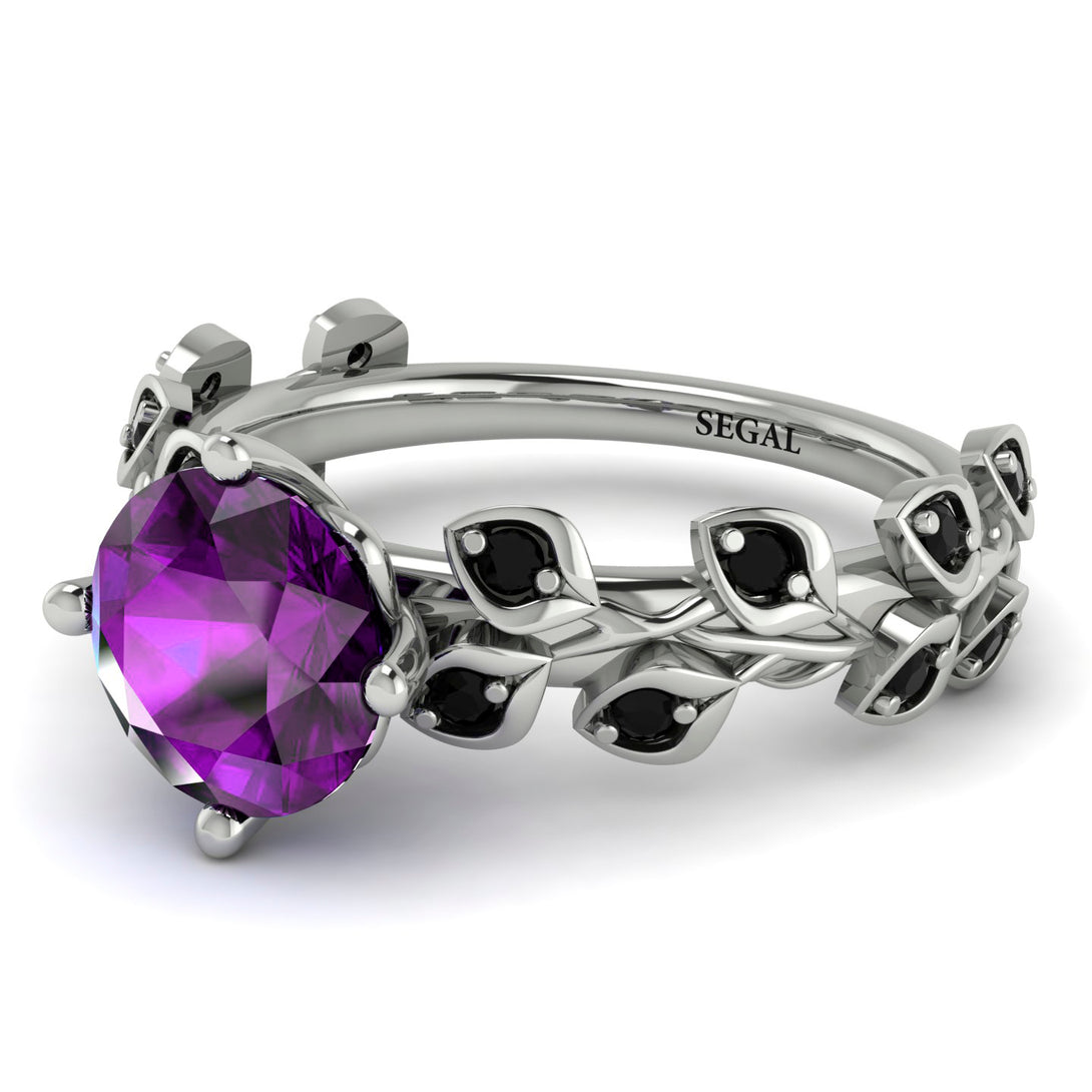 Leaves All Around White Gold Amethyst Ring - Sydney 2ct No. 309
