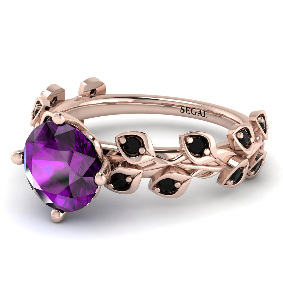 Leaves All Around Rose Gold Amethyst Ring - Sydney 2ct No. 308